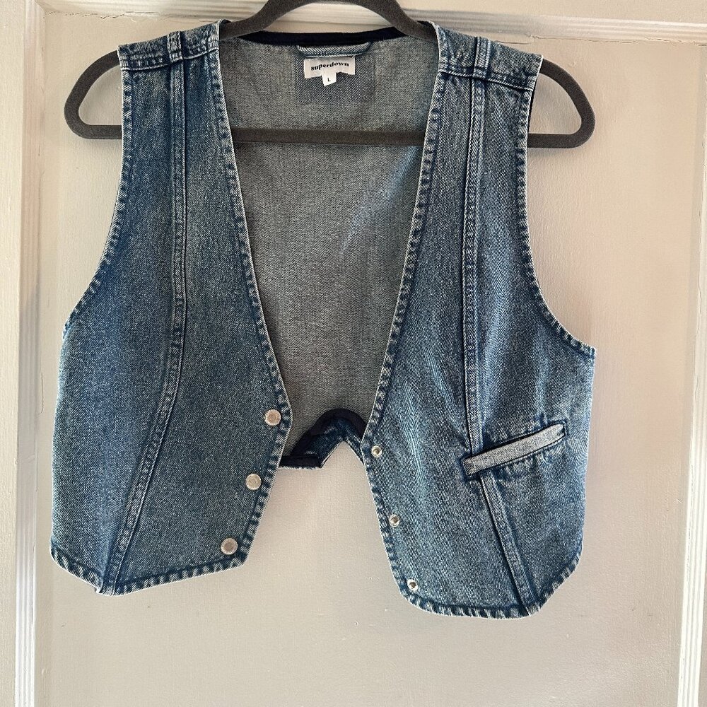 Superdown Cropped Denim Vest